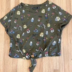 Bershka crop top with tie front